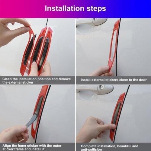 2Pcs Carbon Fiber Reflective Warning Stickers Scratch-proof Anti-collision Door Open Reflective Stickers Car Decorative Strip