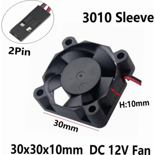 Gdstime 20 Pcs 30mm x 10mm Car Cooling Cooler 30x30x10mm Dupont 2Pin 2 wire DC 12v Plastic Brushless Mini Cooling Fan