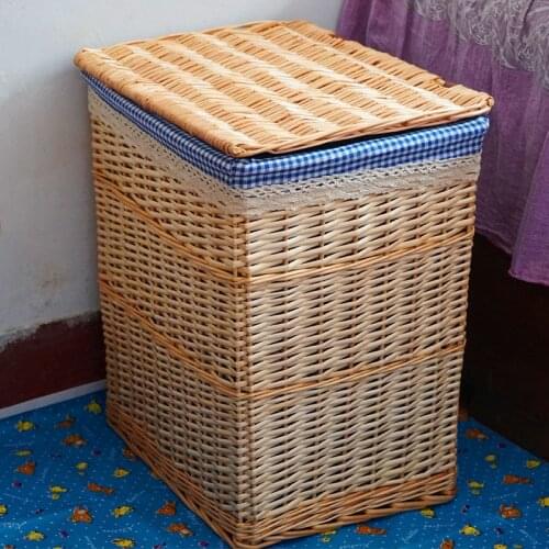 2019 Laundry Basket Round Shape Large Capacity with Cover Eco-friendly Baskets Storage Bins Dirty Clothes Wicker Storage Boxes