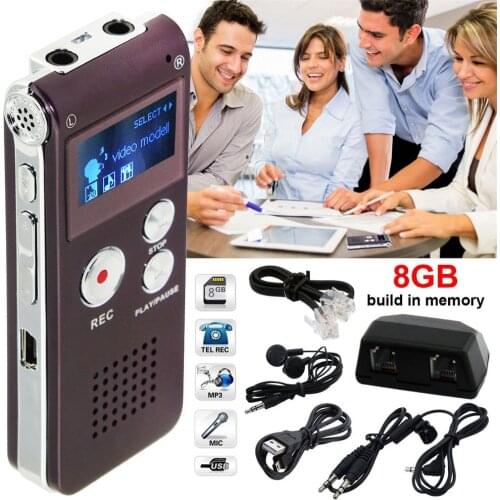 8GB Voice Recorder Rechargeable Steel DIGITAL Sound Voice Recorder Dictaphone MP3 Player Record Mini Player