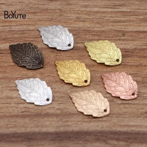 BoYuTe (200 Pieces/Lot) 10*18MM Metal Brass Floating Leaf Charms for Jewelry Making Diy Hand Made Materials Wholesale