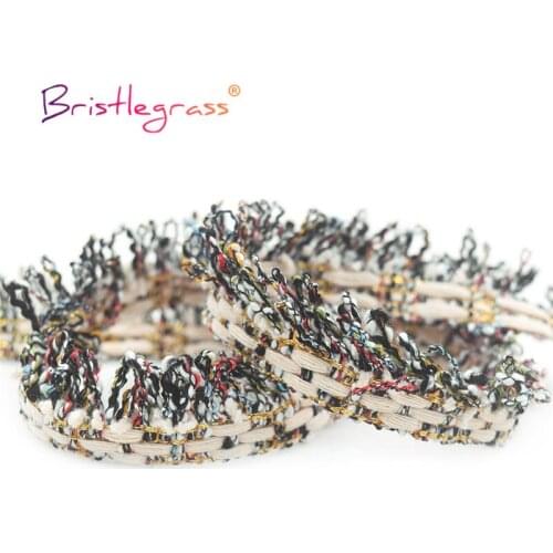BRISTLEGRASS 1 Yard 1" 25mm Glitter Blended Yarn Braided Crochet Lace Trims Macrame Tassel Ribbons Tapestry Costume Sewing Craft