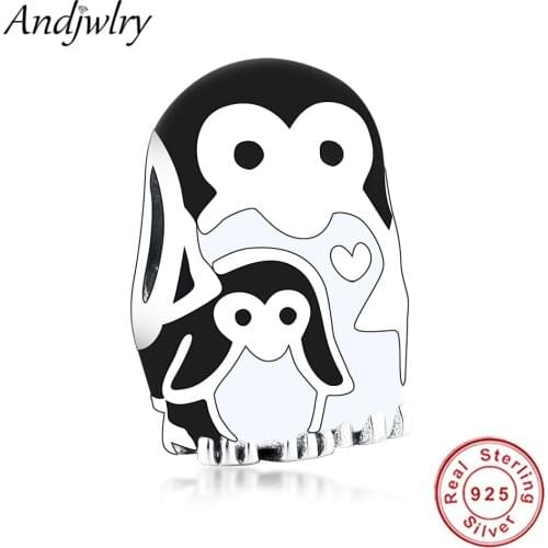 Fit Original Charms Bracelet Real 925 Sterling Silver Charms Penguin Family Beads for DIY Jewelry Making Women Berloque