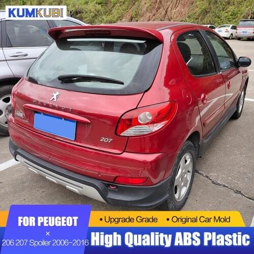 KUMIKUBI For Peugeot 206 207 Black Spoiler 2006-2016 ABS Plastic Unpainted Color Rear Spoiler Wing Trunk Lid Cover Car Styling