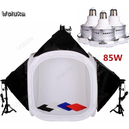 85WX3 LED Light bulbs 80CM Lightbox for Photography Box Photo Box Studio Softbox Light Kit + 2 Holder Bracket Backdrops CD50 T10