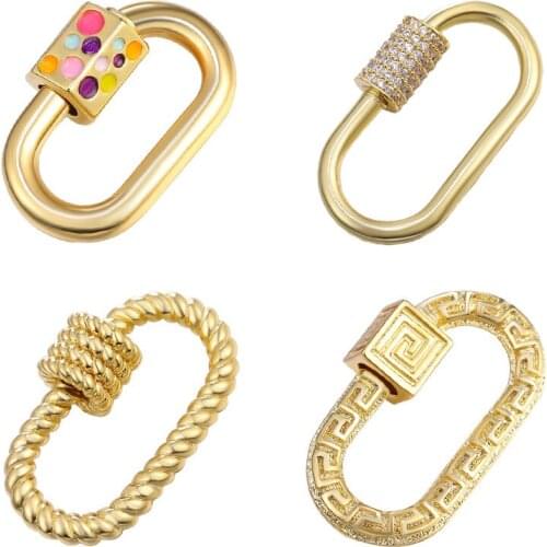 Juya DIY Carabiner Fasteners Supplies Creative Gold Screw Lock Clasps Accessories For Gothic Mesh Chains Pendant Jewelry Making