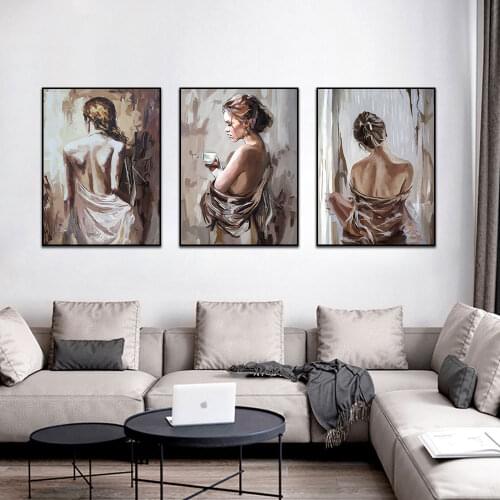 Nodic Sexy Nude Woman Portrait Oil Painting on Canvas Posters and Prints Scandinavian Wall Art Picture for living room Decor