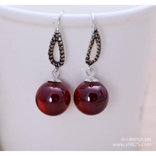 KJJEAXCMY fine jewelry S925 Sterling silver jewelry synthetic garnet inlaid with marcay earrings for women