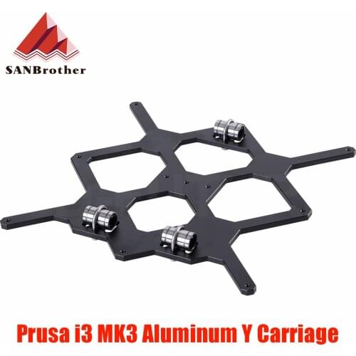 Cloned Original Prusa i3 MK3 3D Printer Aluminum Y Carriage With 3pcs nylon clips Holding LM8UU For Prusa i3 3D Printer Parts