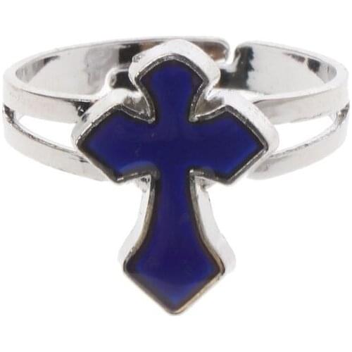 Cross Shape Color Change Mood Ring Emotion Feeling Temperature Rings Kid Women