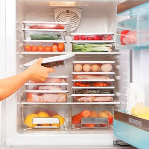 Fresh-Keeping Box Fruit Refrigerator Receiving Box Transparent Cover Thickness Organizer Storage Kitchen Sealed Storage Can