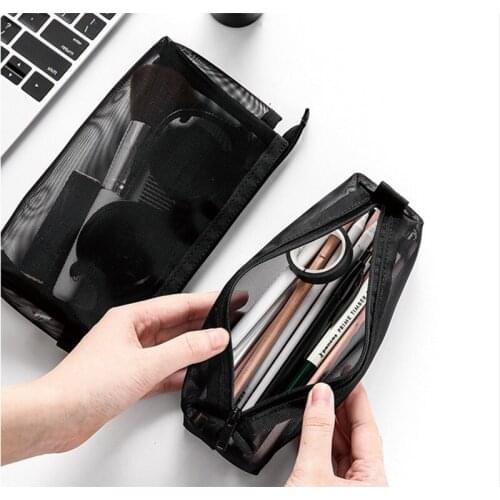 Creative Ming mesh grid test pencil bag student with large capacity stationery bag storage bag