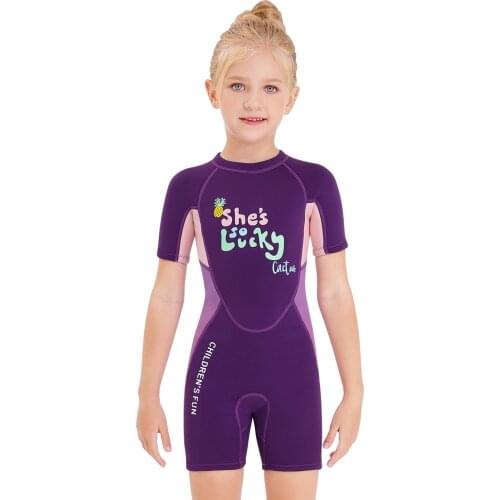 Swimming Jumpsuit Scuba Dive Swimwear Girls 2mm Neoprene Youth Kids Wetsuit Shorty Surfing Suit Short Sleeve Diving Snorkeling