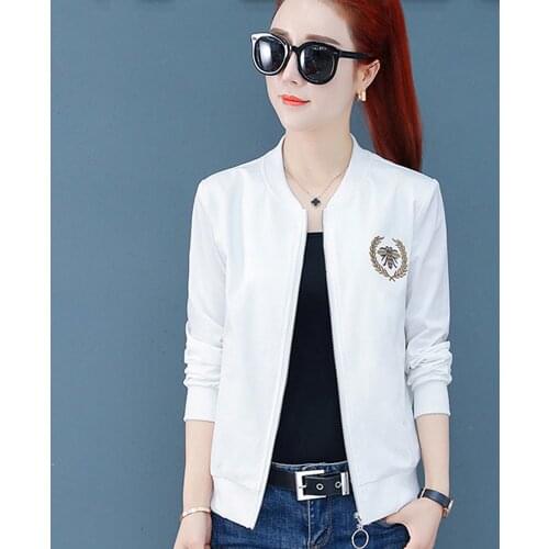 Women spring autumn jacket new Korean thin bee embroidery baseball uniform casual jacket