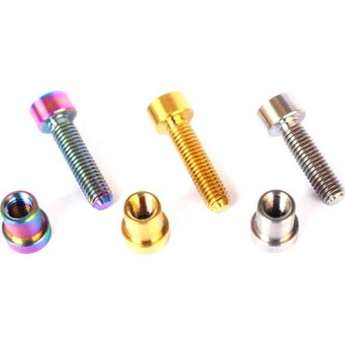 M5x16mm GR5 Titanium Screw Bolt With Cap Nut For Bike Carbon Fibe Handlebar