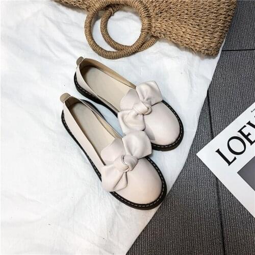 British small leather shoes women spring and autumn wild flat-bottom college style single shoes soft-soled shoes