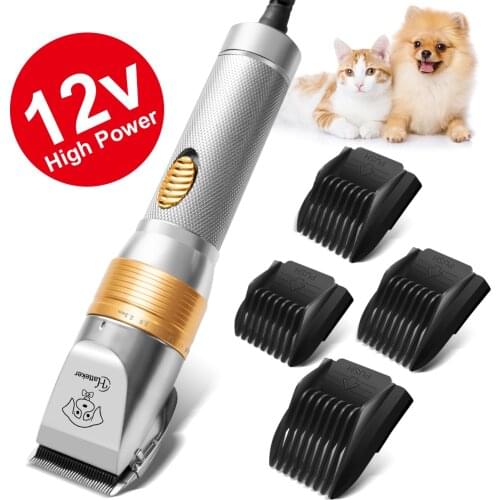 HATTEKER Hair Clipper for Dogs 12V High Power Pet Clipper Electric Grooming Trimmer Pets Haircut Shaver