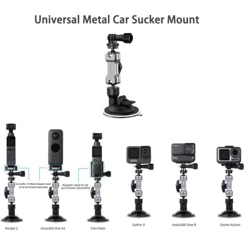 Metal Car Sucker Mount Angles Adjustable Suction Cup Bracket Holder For DJI Pocket 2/ GoPro9/Insta360 One R/Fimi Palm Gimbal