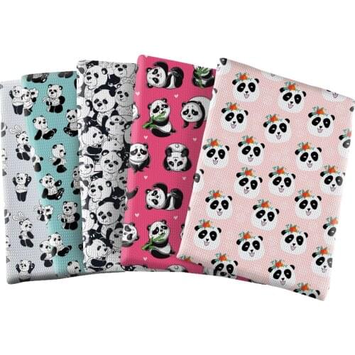 Cartoon Animals Panda Design Printed Bullet Textured Liverpool Patchwork Tissue Kids home textile 50*145cm