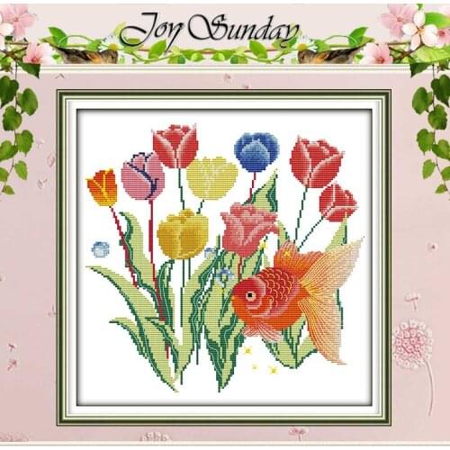 Goldfish Animals Counted Cross Stitch 11CT 14CT Printed Cross Stitch Set Wholesale Cross-stitch Kit Embroidery Needlework