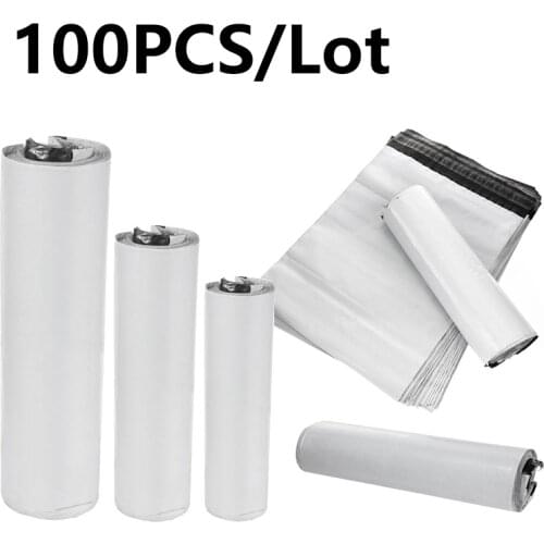 100pcs/lot Opaque PE Plastic Express Envelope Storage Bags White Color Mailing Bags Self Adhesive Seal Courier Bag