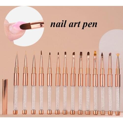 New Nail Art Acrylic Liquid Powder Carving UV Gel Extension Builder Painting Brush Lines Liner Drawing Pen Manicure Tools