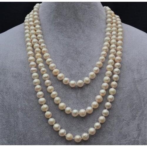 Charming 72'' Long Pearl Jewelry,7-8 mm White Freshwater Pearl Necklace, Natural Pearl,Bridesmaid ,Wedding Gift For Woman