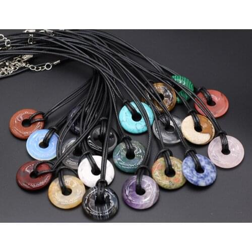 Natural Stone Pendant Necklace Women Big Hole Beads Necklace Rose Quartzs Malachites for Jewerly Making DIY Party Gift 25x25mm