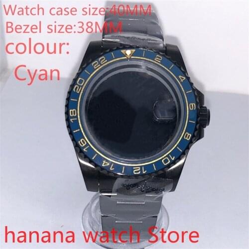 Suitable for NH35 36 Mingzhu2813 Miyata automatic winding 40mm sealed back black box series, with rotating cyan bezel