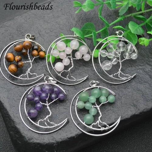 Natural Gemstones Chakra Pendant for DIY Necklace Jewelry Making Supplies Amethyst / Crystal / Rose Quartz / Tiger Eye 10pcs