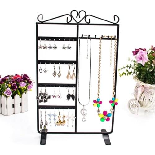32 Holes 6 Hooks Earring Necklace Chain Hang Stand Holder Display Rack 4 Tiers Storage Jewelry Show Rack Organizer Space Saving