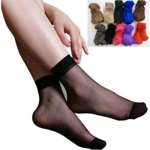 Clearance Sale 5 Pairs/lot Women Velvet Socks Summer Thin Silk Transparent Ankle Socks Female Ladies Nylon Elastic Short Socks
