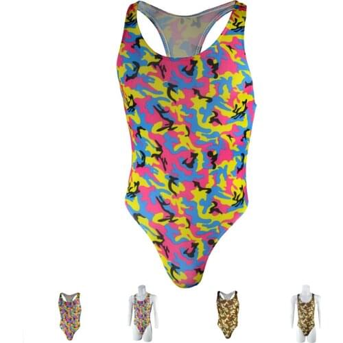 Sexy mens underwear bodyshaper Camouflage print man bodysuit jumpsuit thongs mankini ZJH0867L