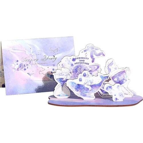 Simno wooden 3D three-dimensional purple greeting card Homemade high-end desktop decoration Christmas gift