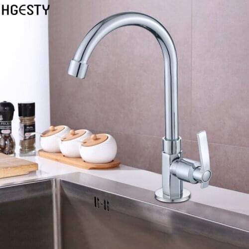 Kitchen Faucet Single Handle Curved Sink Faucet Bathroom Cold Water Tap Deck Mounted 360 Degree Rotation Spout Basin Sink Tap