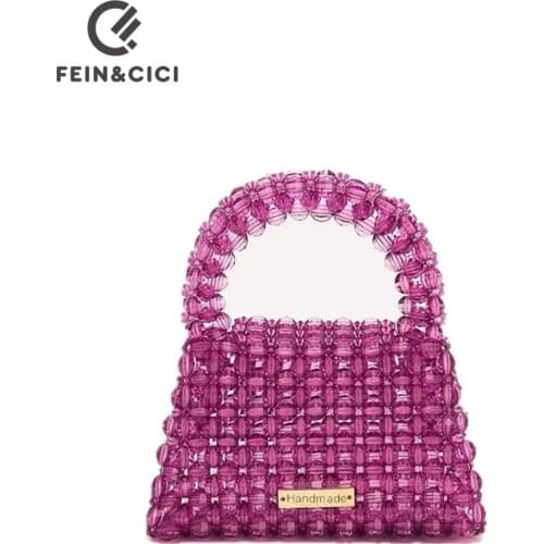 Bead bag Pearl bag designer brand Clear Acrylic crystal stone box totes handbag women сумка из бусин party small bucket purse