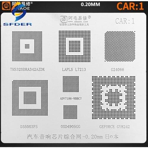 Amaoe BGA Stencil Reballing CAR1 For D35003F5/G24066/GY8242 Car Speaker IC Chip Pins Solder Tin Plant Net Heat Template 0.20MM