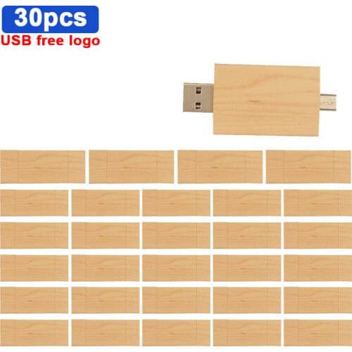 30pcs/lot logo free USB 2.0 USB Flash Drive 4G 8GB 16GB 32GB 64GB Pen drive Portable External wood USB Memory stick with box