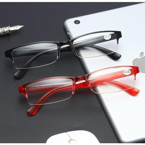 Higodoy 250-degree field of view magnifying glass classic retro plastic transparent frame men reading glasses