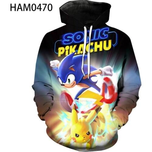 Sonic spring and autumn 3D printing high quality popular baseball cap boy girl cartoon cool fashion sports long sleeve Hoodie