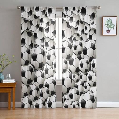 Soccer Balls Football Window Curtains Bedroom Modern Drape Sheer Tulle Valances Living Room Kitchen Voile Curtain