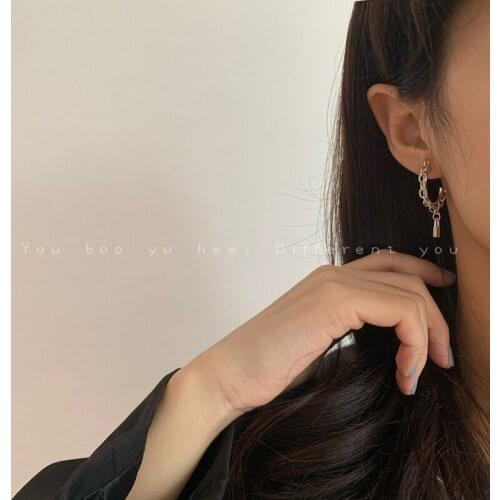 Hip Hop Hoop Earrings For Women Punk Kurapika Chains Lock Pendant Earrings Charm Korean Ear Rings Gothic Jewelry 2021 Trend