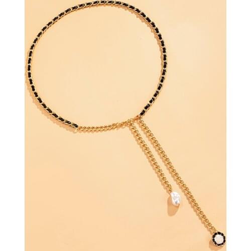 2021 Punk Streetwear Long Chain Necklace Gothic Flower Pendant Choker Necklace Baroque Limitation Pearl Necklace Women Jewelry