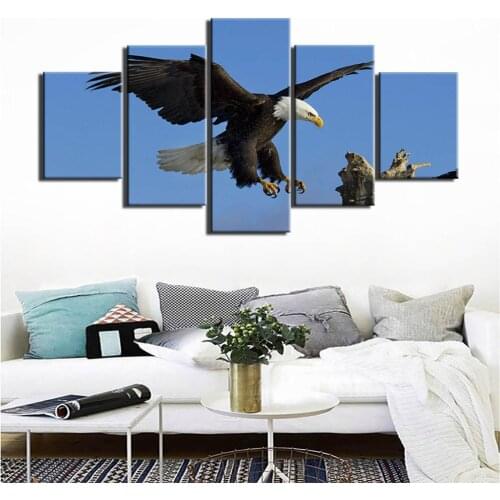 Animals Eagle Posters and Prints Decor 5 Panels Canvas Pictures for Living Room Painting Wall Art Decoracion