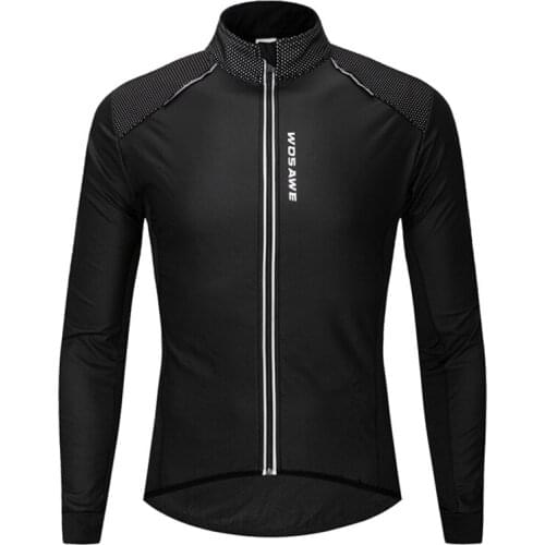 Winter Plus Velvet Warm Mountain Bike Cycling Jersey Solid Color PU Leather Stitching Hit Color Clip Overcoming Long-Sleeved Top