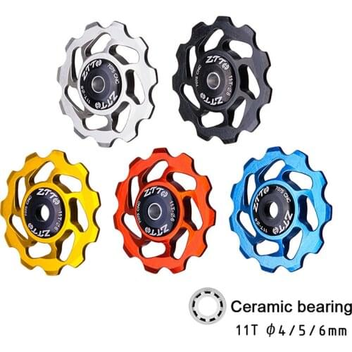 ZTTO 11T MTB Bicycle Rear Derailleur Jockey Wheel Ceramic bearing Pulley AL7075 CNC Road Bike Guide Roller Idler 4mm5mm6mm