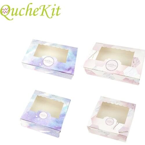 10PCS Pink Marbling Paper Cake Box Christmas Gift Muffin Cupcake Box Wedding Baby Shower Candy Cookies Biscuit Wrapper Box