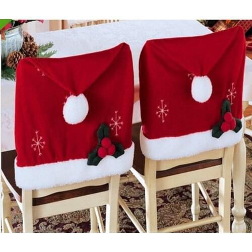 10 Pcs / Lot High Quality Flannel christmas chair covers santa claus decoration Xmas New Year Home Party decor washable natale