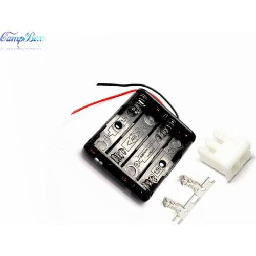 100Pcs 4xAAA Battery Case Holder Socket Wire Junction Boxes With 15cm Wires, XH 2.54 Header and Crimps