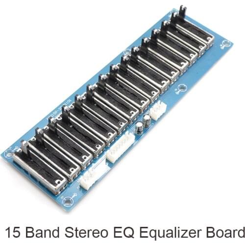 15 Band Stereo EQ Equalizer Board 2.0Channel Preamplifier Tone Adjustable Preamp module